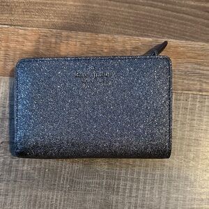Kate Spade Black Glitter Zip Wallet